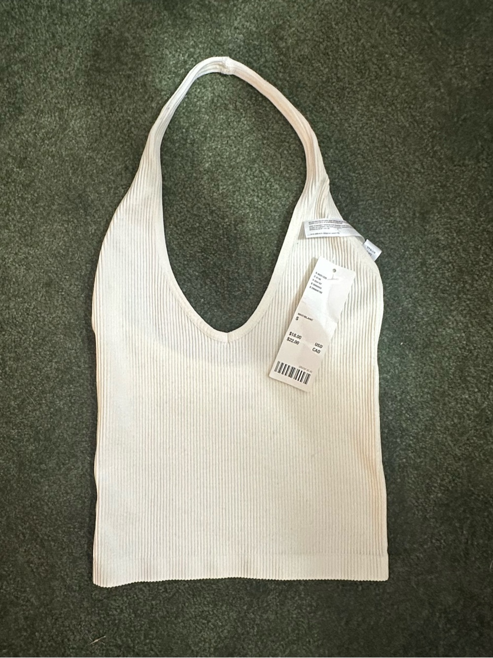 Urban Outfitters Ribbed Halter Tank Top — Cream
